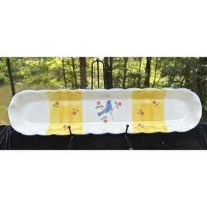Normandy by Mann Hand Painted 1987 Bread Tray 18” Yellow Bluebirds -S48